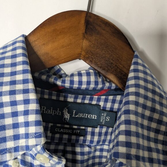 Ralph Lauren Polo Classic Fit Blue Checkered Long Sleeve Shirt Men's Size S - Picture 3 of 5